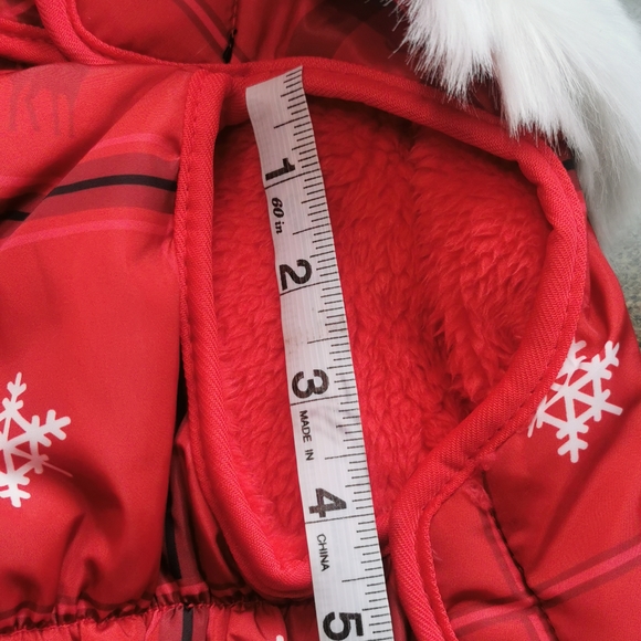XL dog coat Red White Black Deer Fleece nylon New no tags snowflake fake fur - Picture 11 of 12
